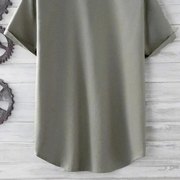 Grey Basic Men's Button Up Shirt - Picture 4 of 6